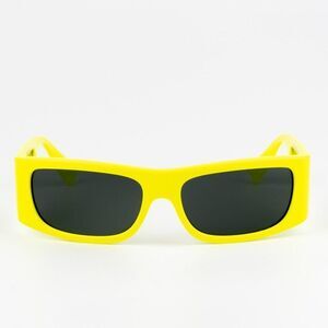 NEW Versace VE4482 544987 Yellow Fluo Dark Grey Rectangular Unisex Sunglasses